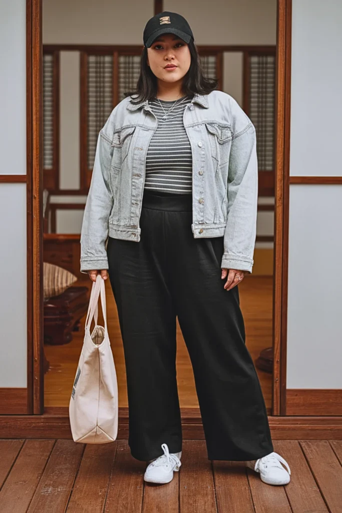 Plus Size Korean Denim Jacket Autumn Outfit