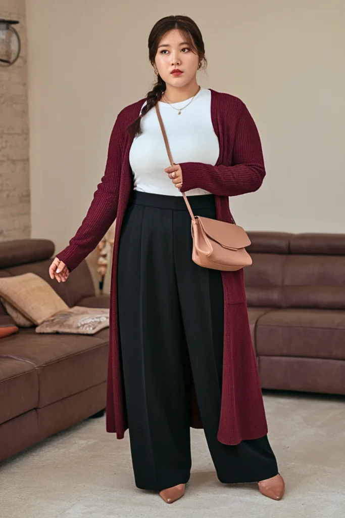 Plus Size Korean Cardigan Wrap Autumn Outfit