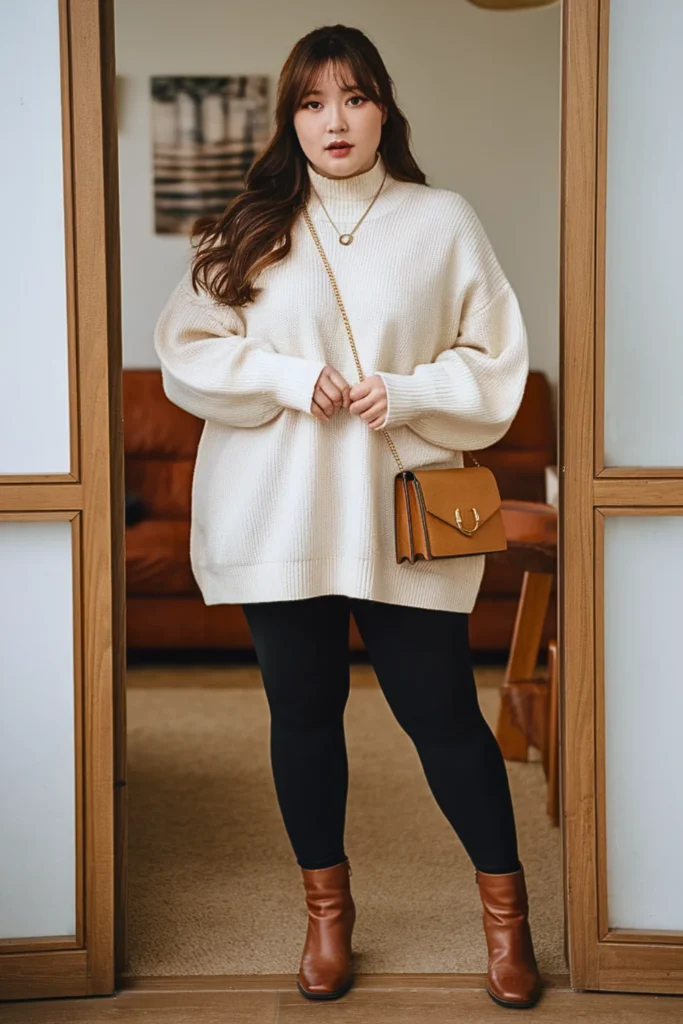 Plus Size Korean Sweater Tunic Autumn Outfit