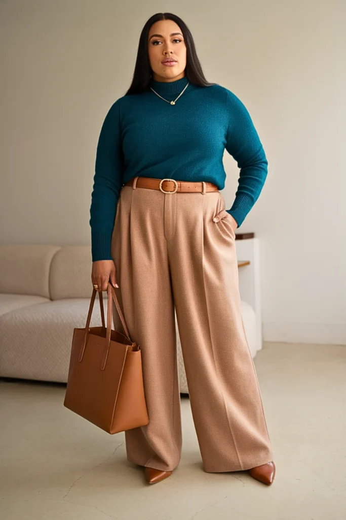 Plus Size Deep Teal Sweater Autumn Outfit