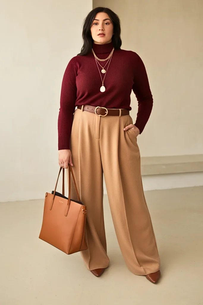 Plus Size Maroon Sweater Autumn Outfit