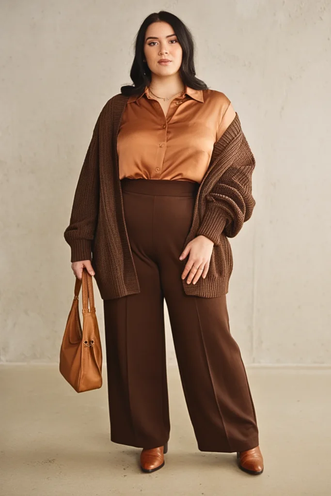 Plus Size Copper Blouse Autumn Outfit