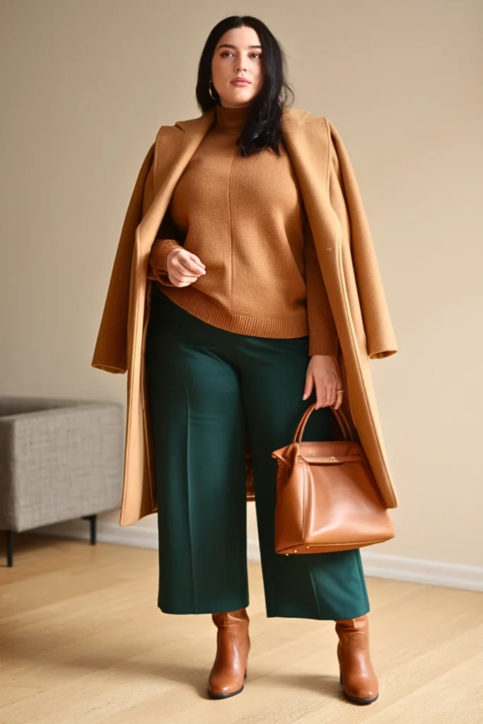 Plus Size Golden Brown Sweater Autumn Outfit