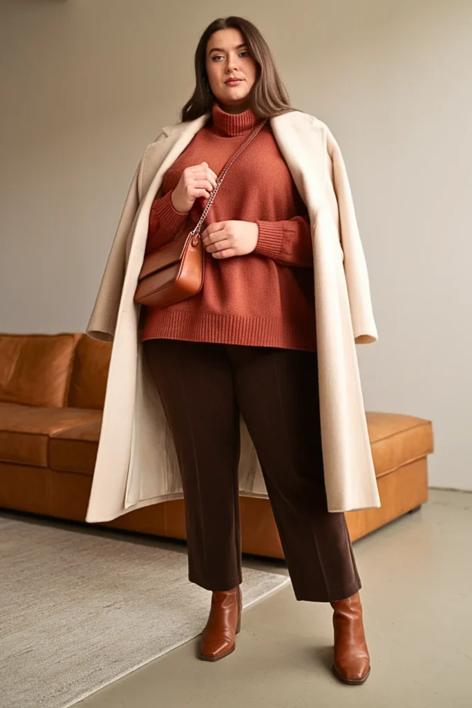 Plus Size Terracotta Sweater Autumn Outfit