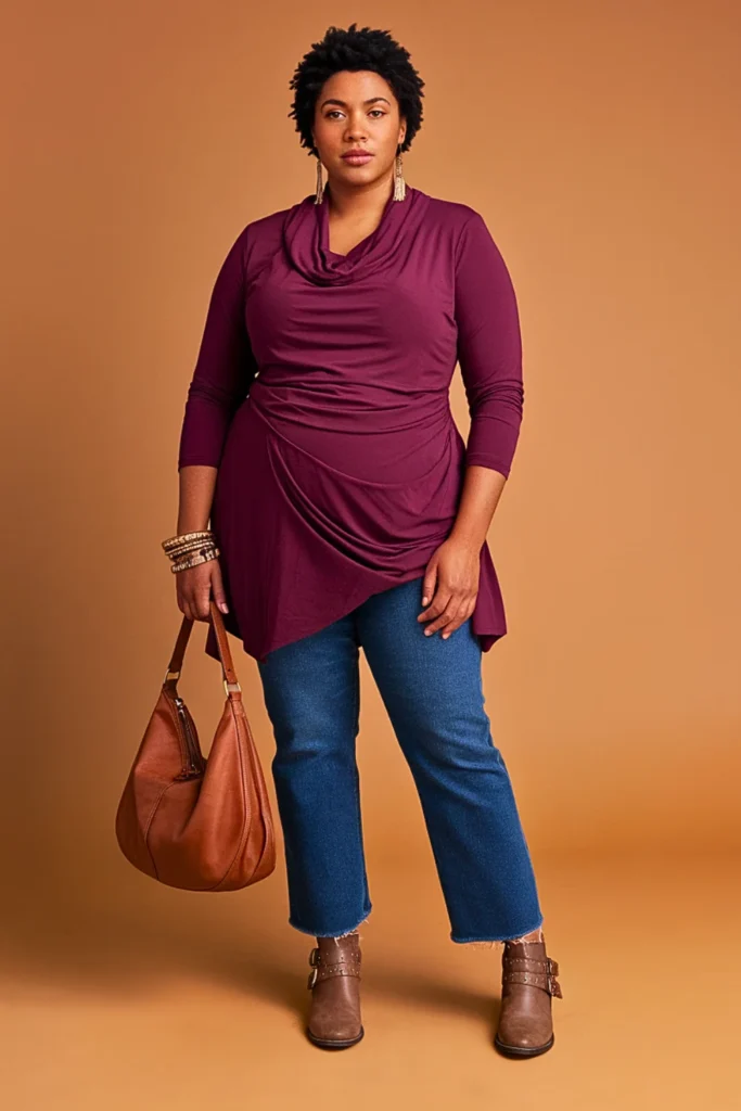 Plus Size Casual V-Neck Cardigan and Tapered Pants Autumn Outfit