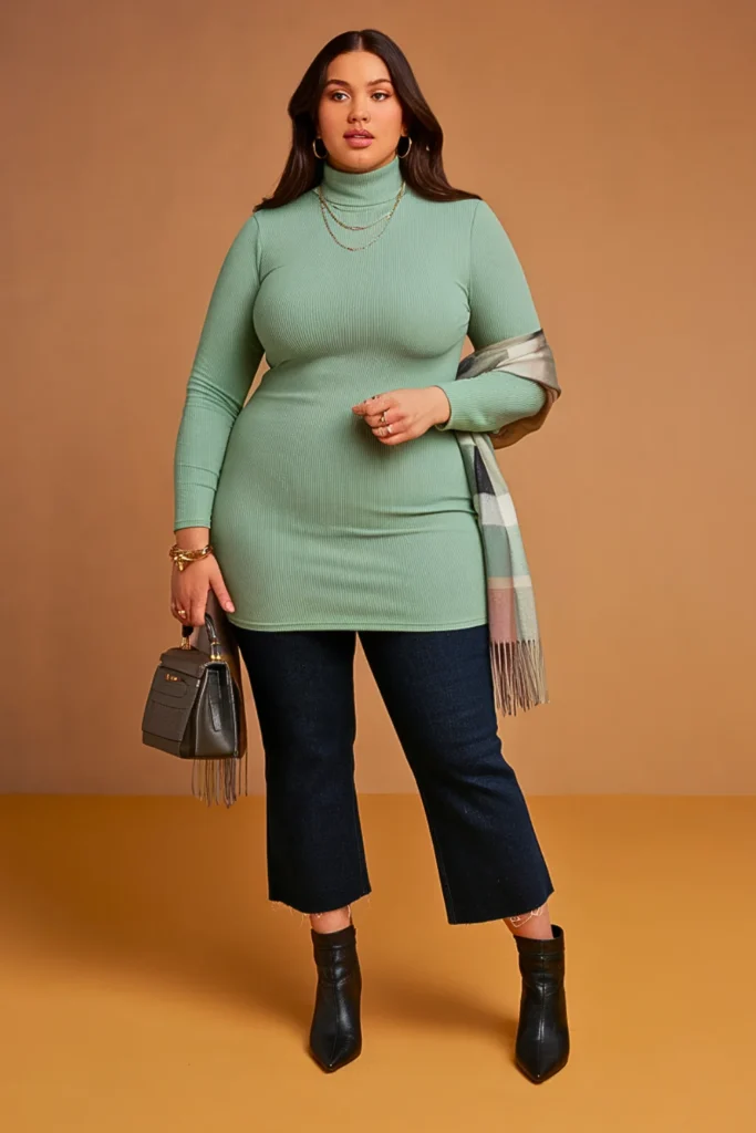 Plus Size Casual Crew Neck Sweatshirt and Palazzo Pants Autumn Outfit