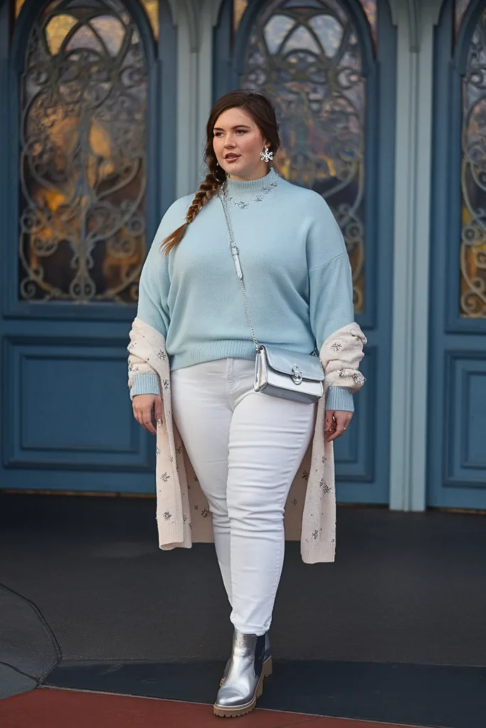 Plus Size Fall Elsa Ice Blue Elegant Disney Outfit