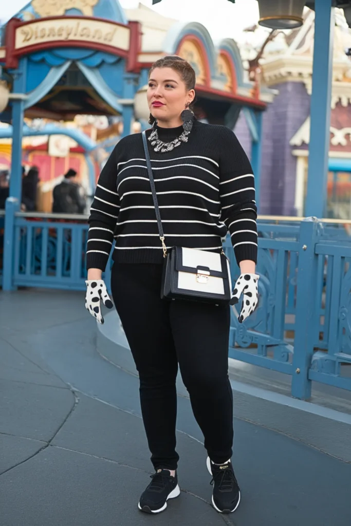 Plus Size Fall Cruella Black White Chic Disney Outfit