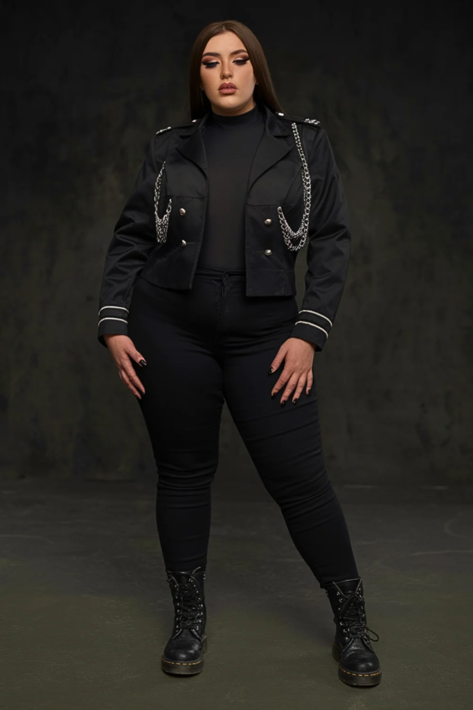 Plus Size Goth Military Jacket Alternative Fall Outfit