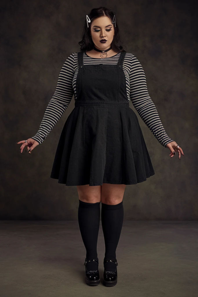 Plus Size Goth Pinafore Dress Alternative Fall Outfit