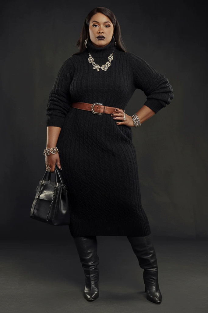 Plus Size Goth Sweater Dress Dark Fall Outfit