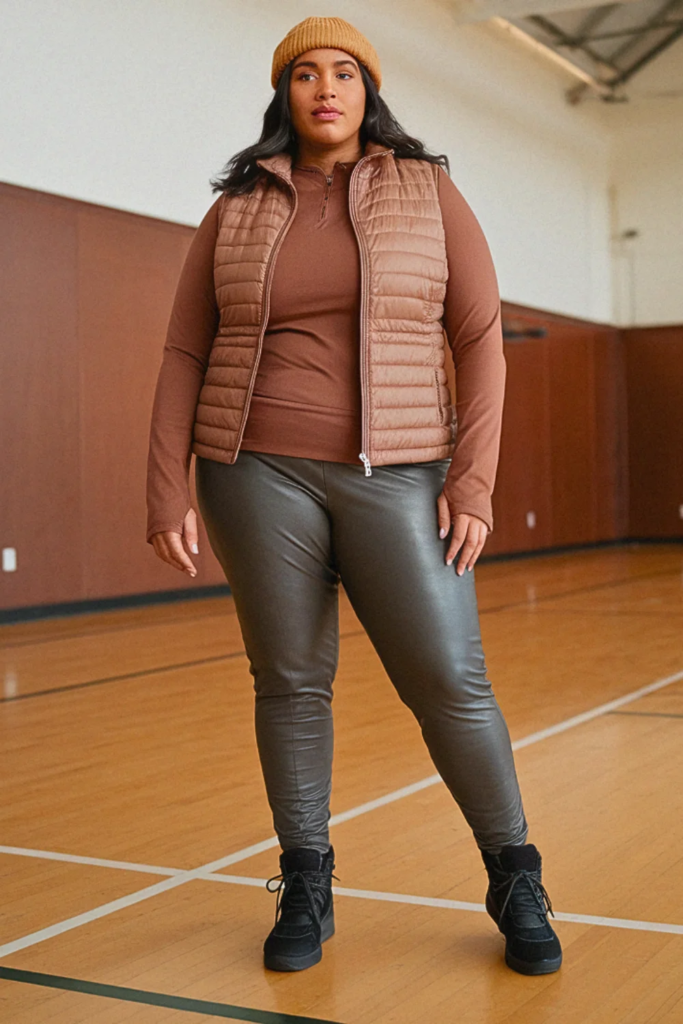 Plus Size Fall Puffer Vest and Leggings17. Plus Size Fall Puffer Vest and Leggings Athleisure Outfit Athleisure Outfit
