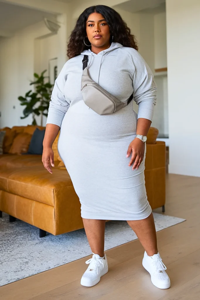 Plus Size Cute Hoodie Dress Autumn Outfit