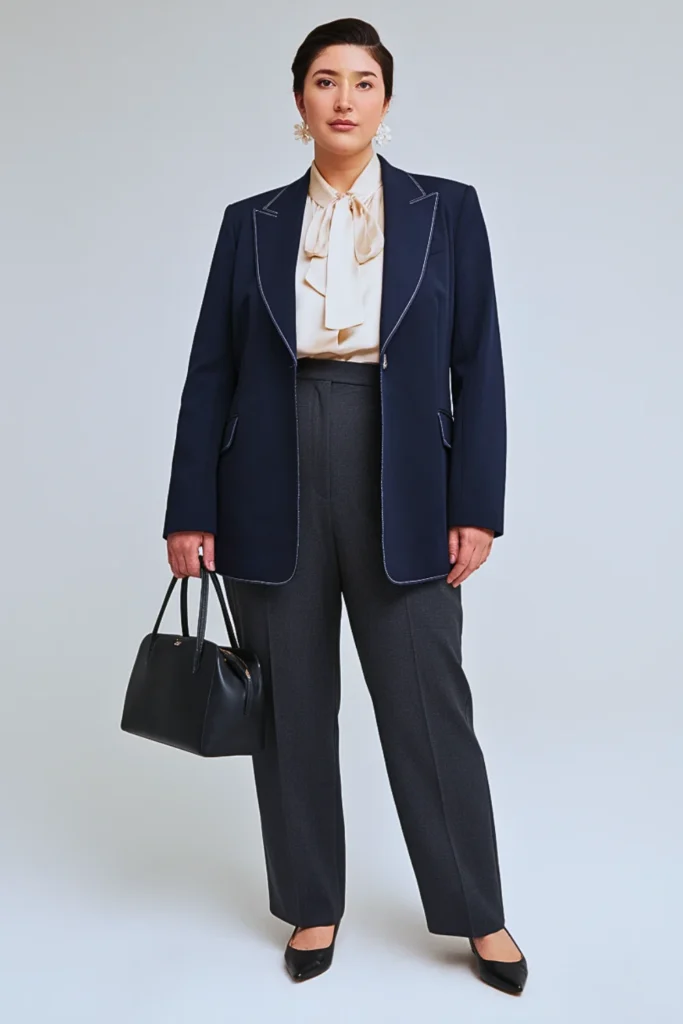 Plus Size Japanese Structured Blazer Coordinate Autumn Outfit