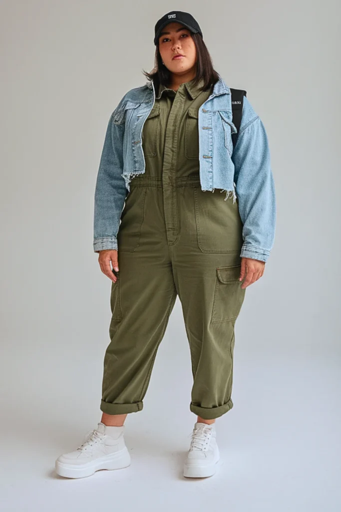 Plus Size Japanese Utility Jumpsuit Street Style Autumn Outfit