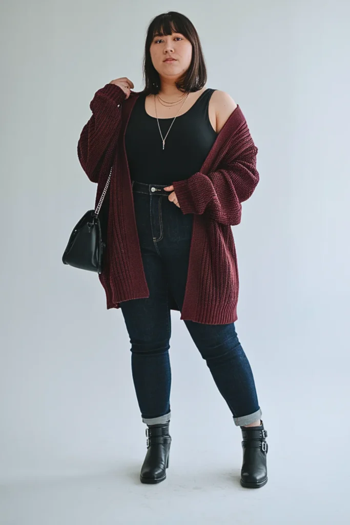 Plus Size Japanese Tank Layering Warm Autumn Outfit