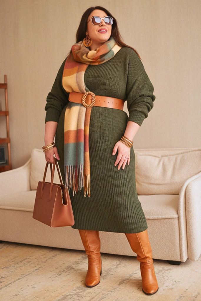 Plus Size Ribbed Bodysuit and Leather Pants Fall Outfit