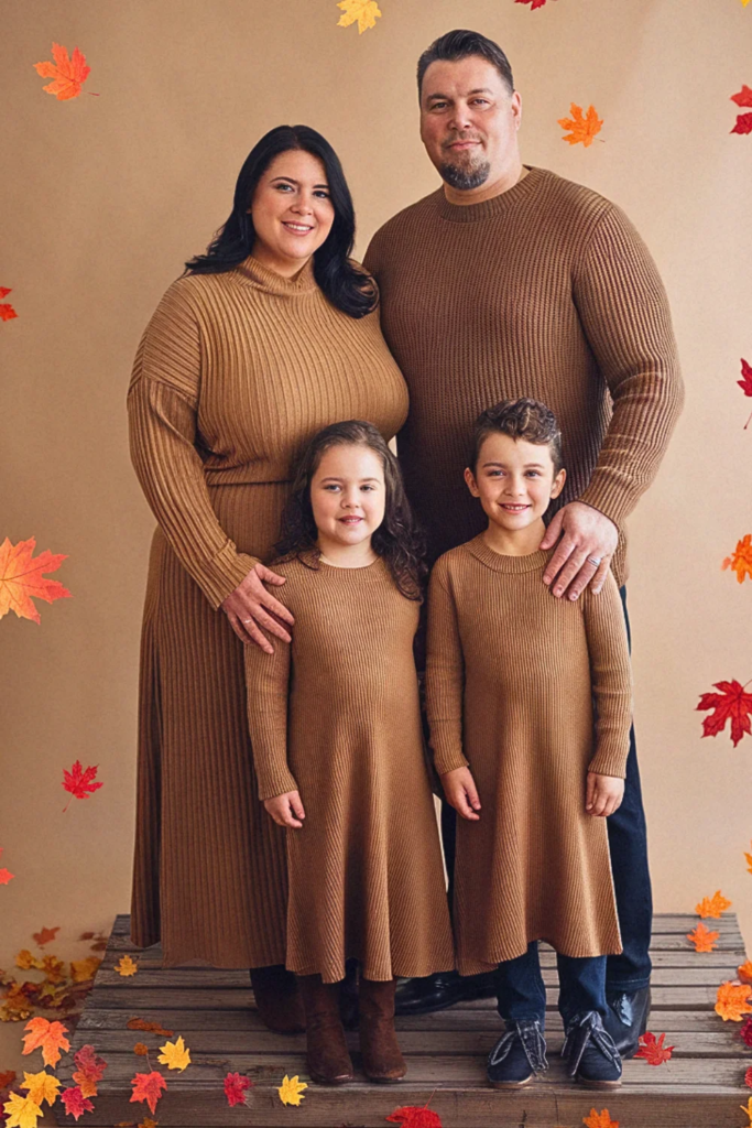  Plus Size Fall Camel Sweater Dress Family Outfit