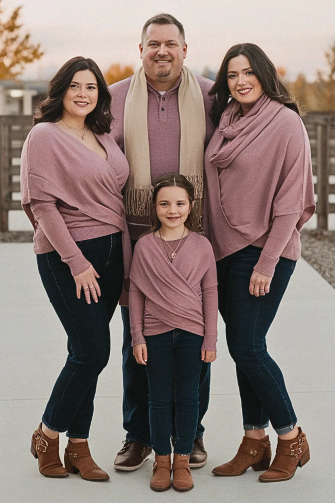 Plus Size Fall Mauve Wrap Sweater Family Outfit