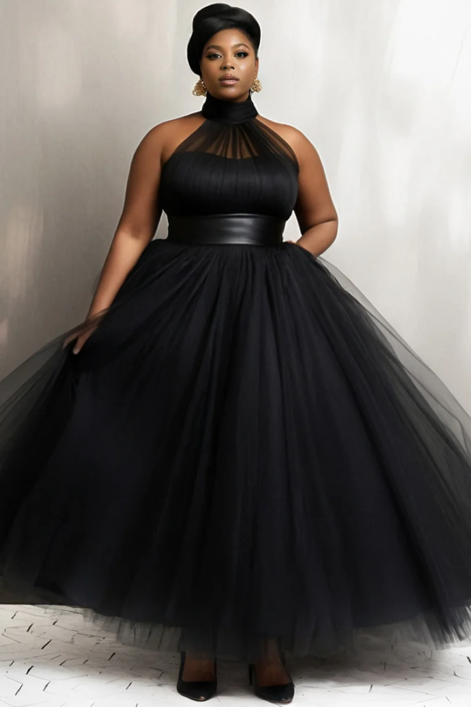 Halter-Neck Tulle Ball Gown