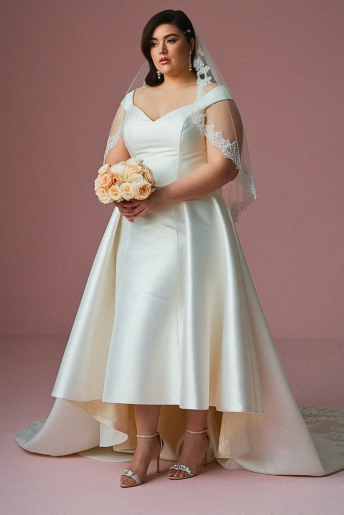 Queen Anne Neckline Dress with Overskirt