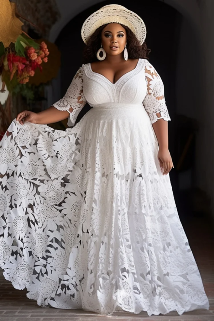 Lace Sweetheart Boho Gown