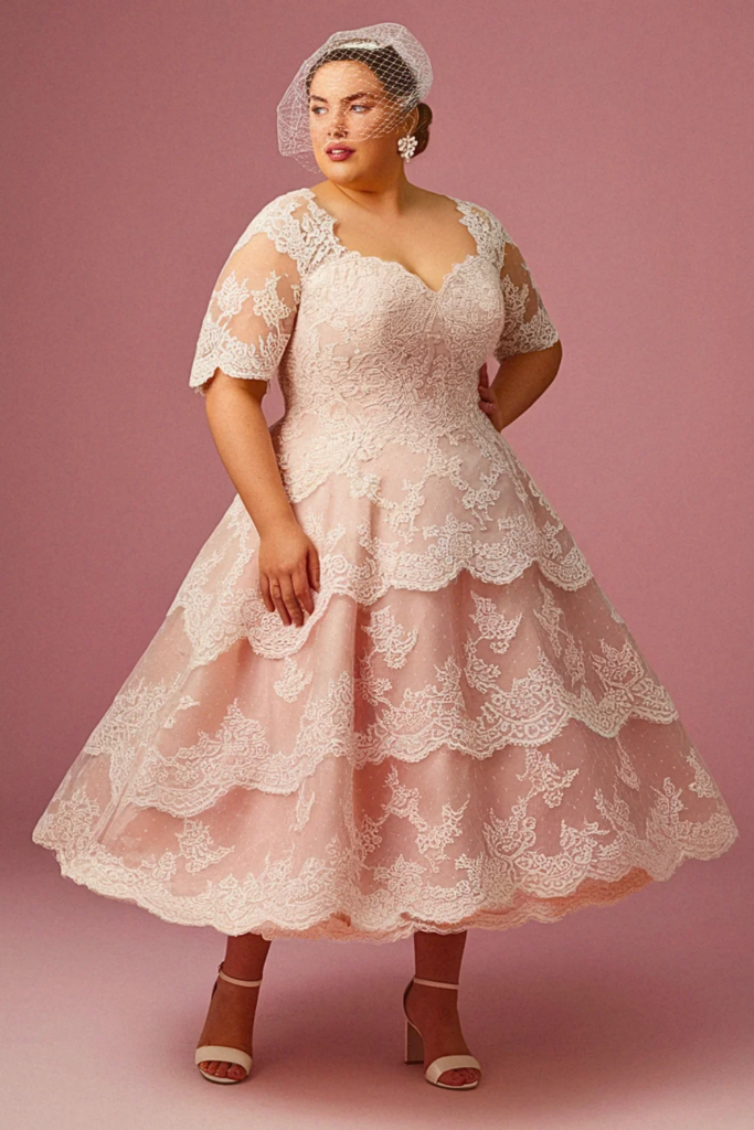 Vintage Tea-Length Lace Dress