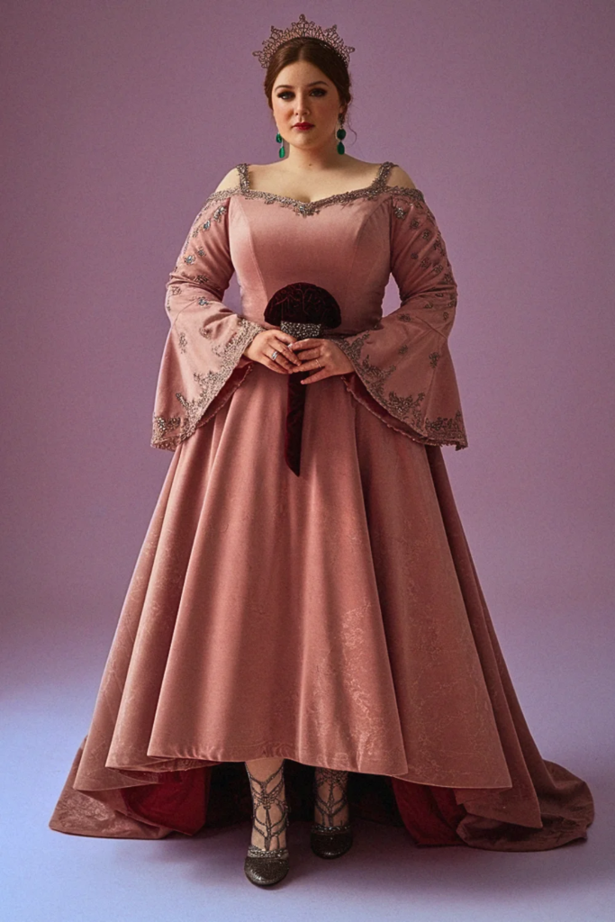 Medieval Bell Sleeve Embroidered Dress