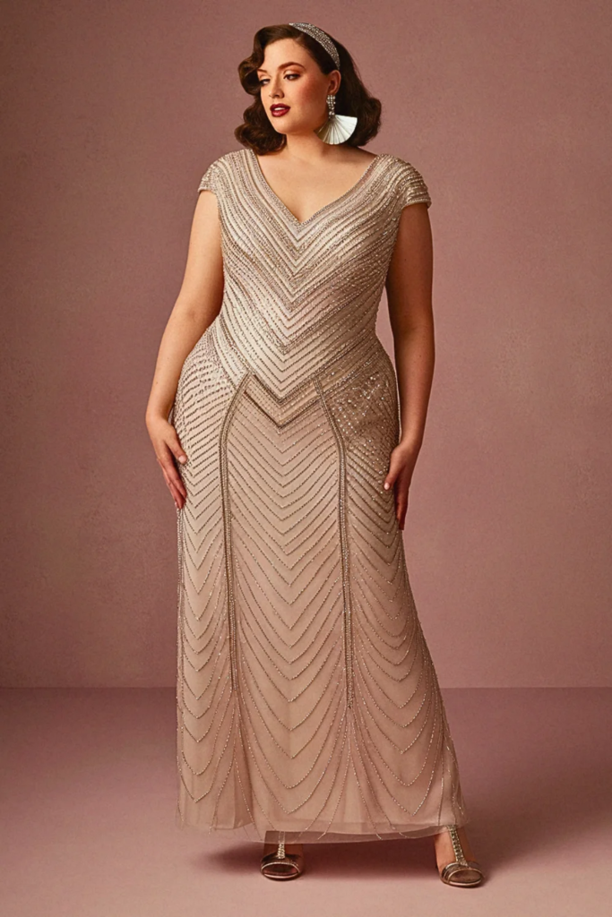 Art Deco Beaded Column Dress