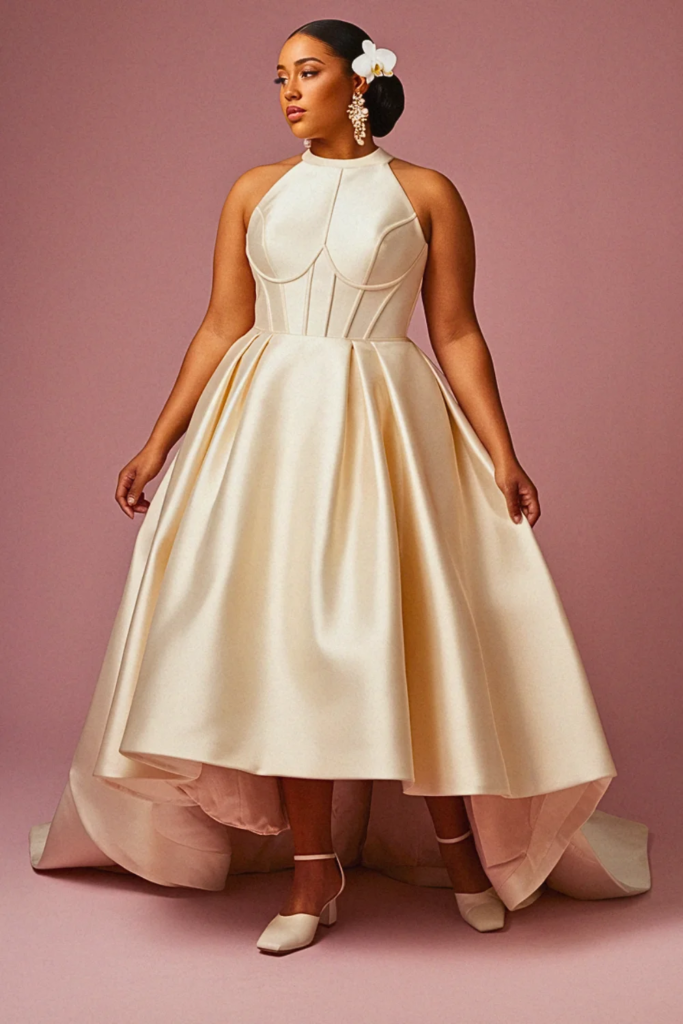 Structured Halter Mikado Dress
