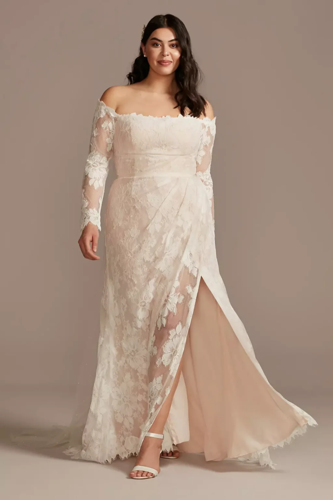 Off-Shoulder Lace Sheath Dress