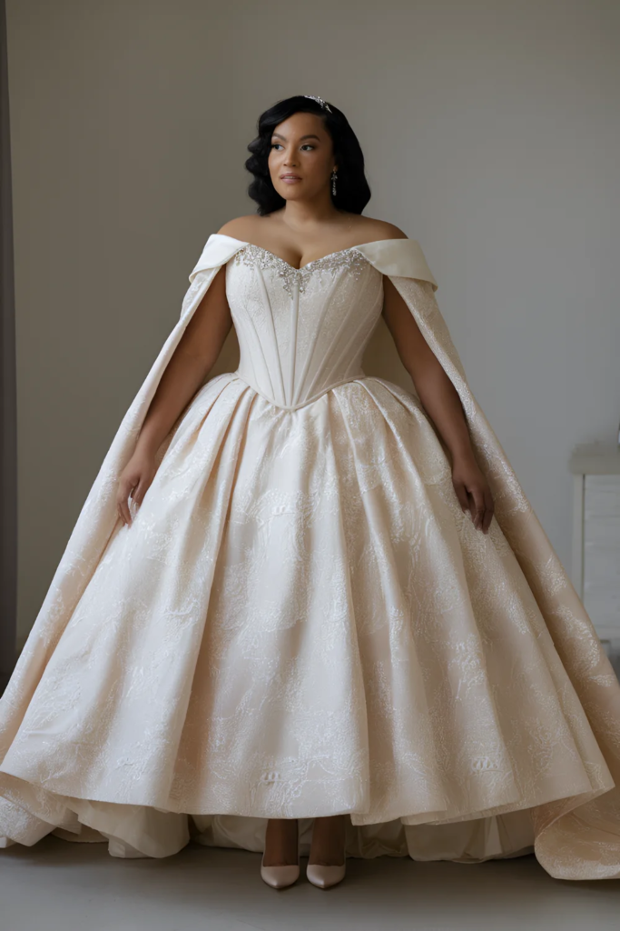 Gold Embroidered Cathedral Train Dress