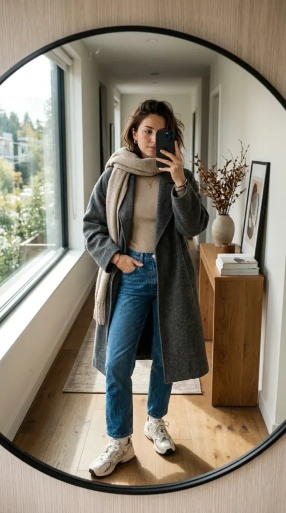 Cozy Chic Oversized Coat with Denim Street Look