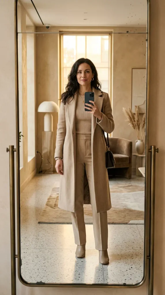 Monochrome Beige Minimalist Fall Outfit