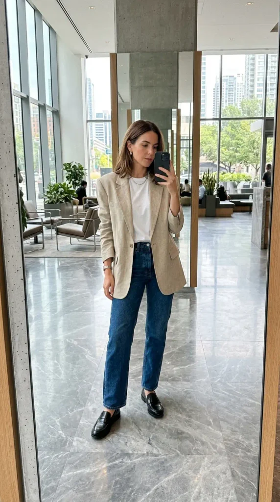 Oversized Blazer with Straight-Leg Jeans Look