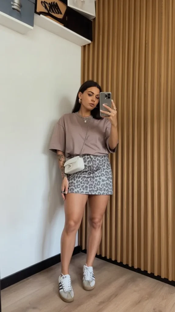 Oversized Tee with Leopard Mini and Cool-Girl Confidence