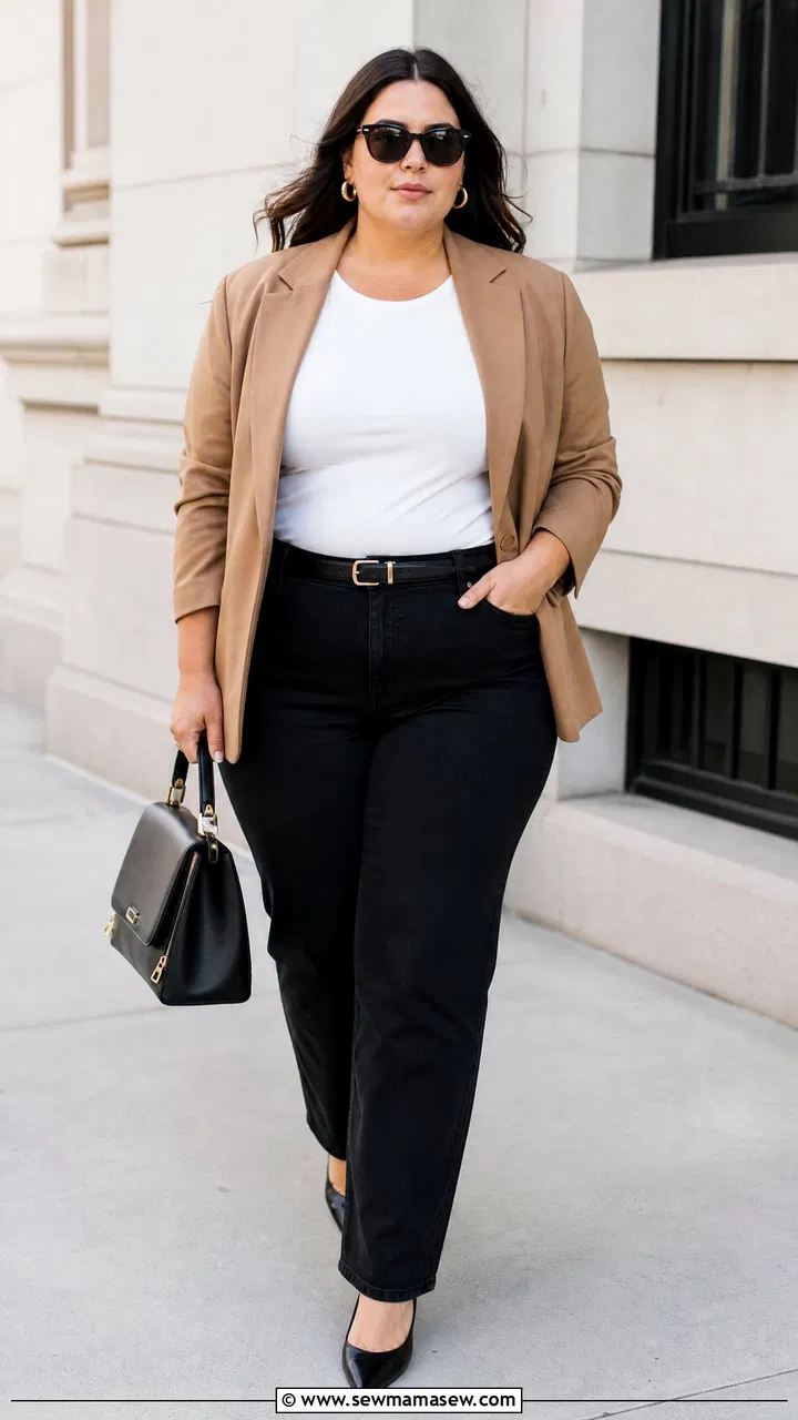 20 Plus Size Black Jeans Outfit Ideas for Sleek Everyday Style