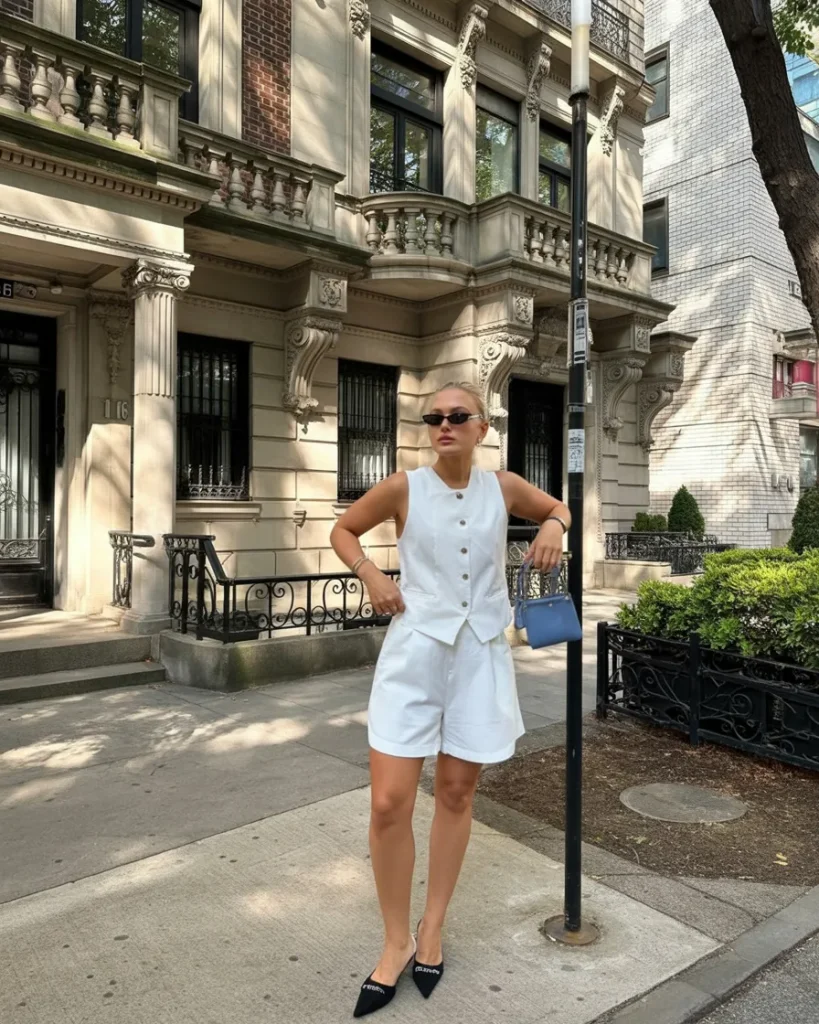 Polished White Vest Set with City-Girl Ease