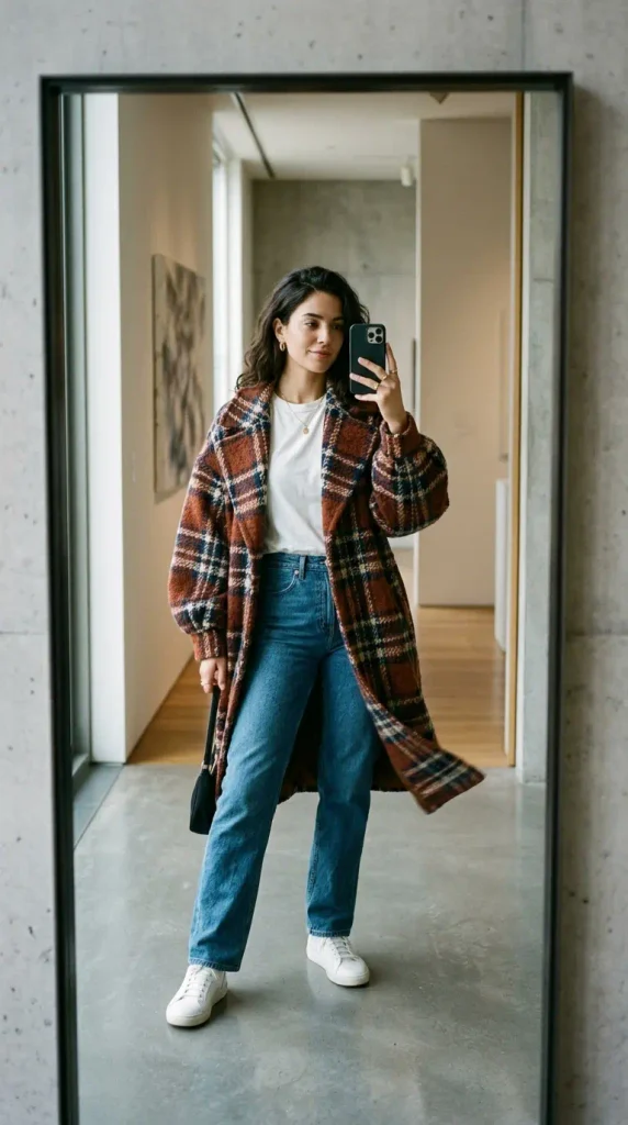 Statement Coat with Simple Basics Fashion Look