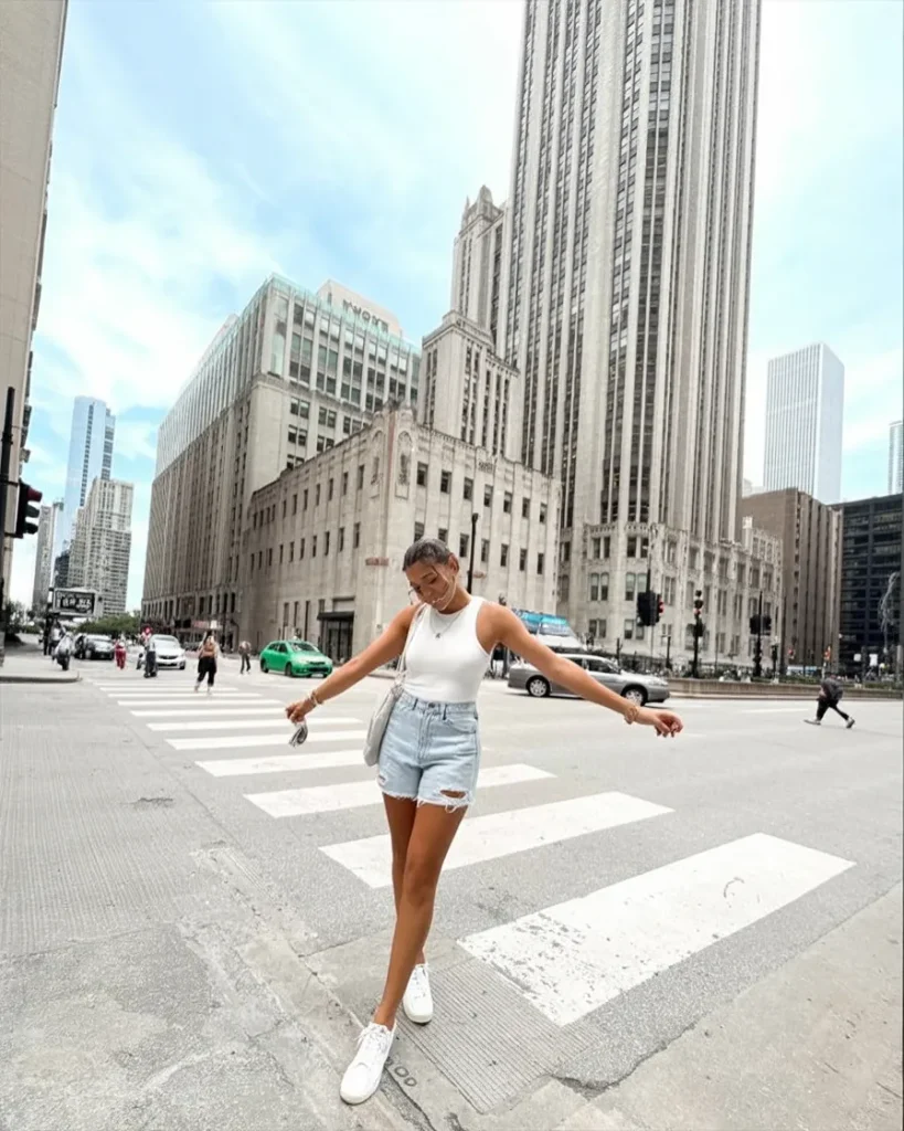 White Tank and Distressed Jean Shorts for Tourist Days