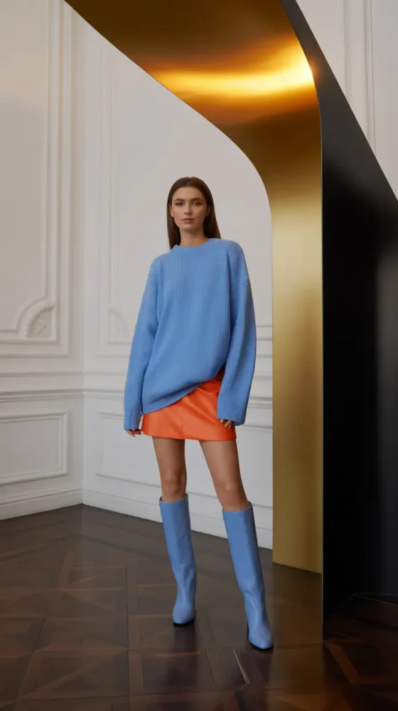 Color Clash Harmony: Blue Meets Tangerine