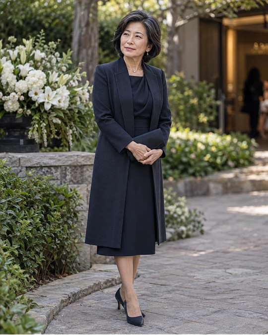 Respectful funeral outfit colors for women over 50 besides black