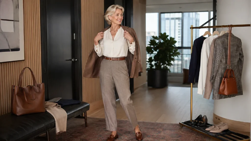 Simple chic outfit formula for women over 50 in 2026