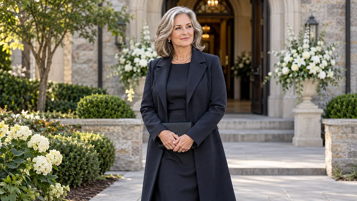 What to wear to a funeral over 50 in a respectful and polished outfit