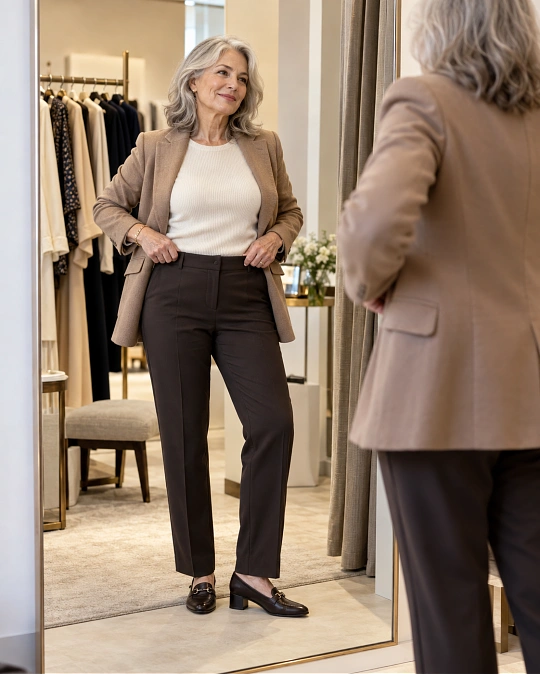 Well-fitting clothes for women learning how to feel beautiful at 50
