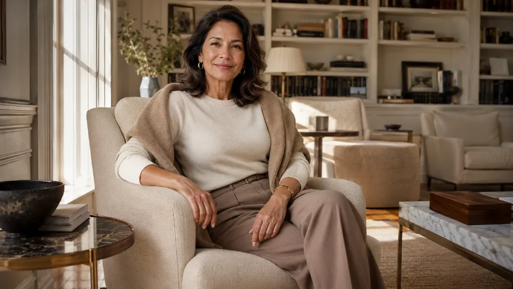 Refined knitwear and layering pieces for women over 50