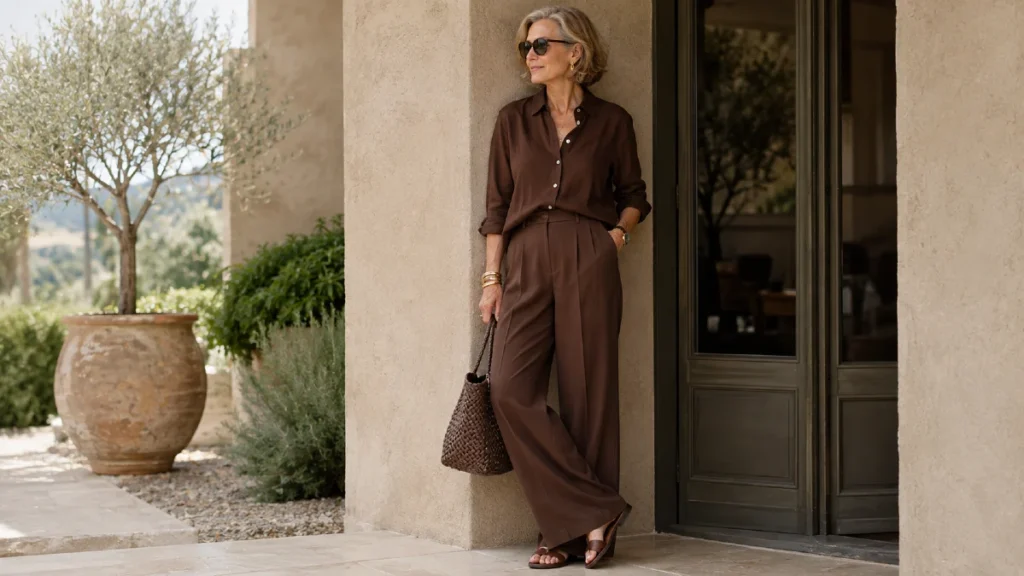 Grounded monochromatic summer outfit for women over 50
