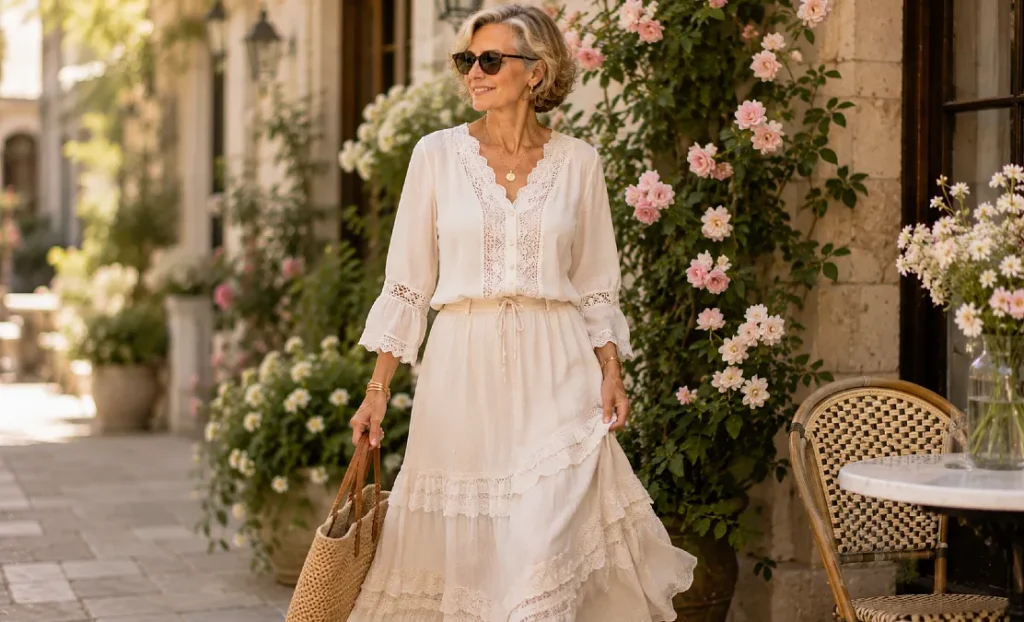 Romantic lace trim summer fashion for women over 50