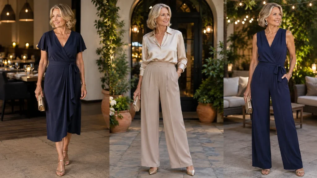 Elegant dresses trousers and jumpsuits for women over 50