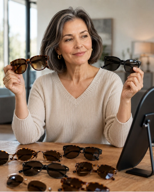 Face shape guide for choosing sunglasses for women over 50